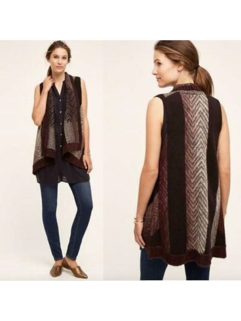Anthropologie Sleeping On Snow Mabli Cardigan Sweater Vest - Size Medium/Large